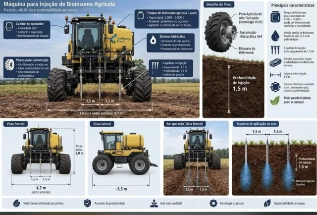 Máquina para injeção de bioinsumo agrícola — Material de apresentação · equipamento agrícola.